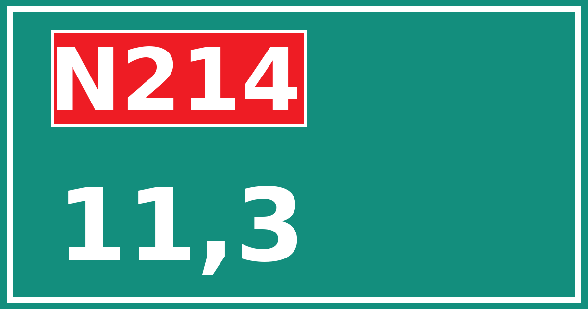 Hectometerbord N214 11,3
