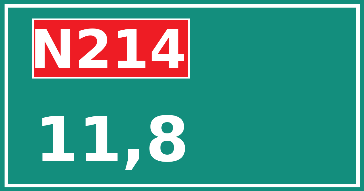 Hectometerbord N214 11,8