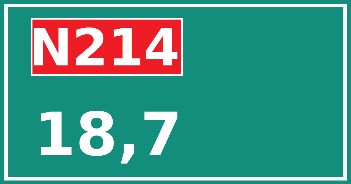Hectometerbord N214 18,7