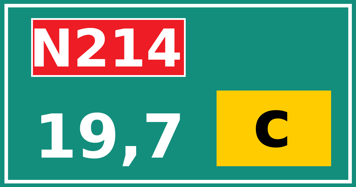 Hectometerbord N214 19,7 letter c