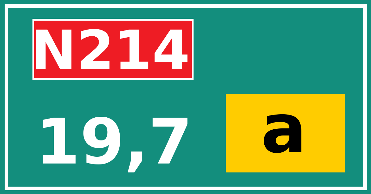 Hectometerbord N214 19,7 letter a