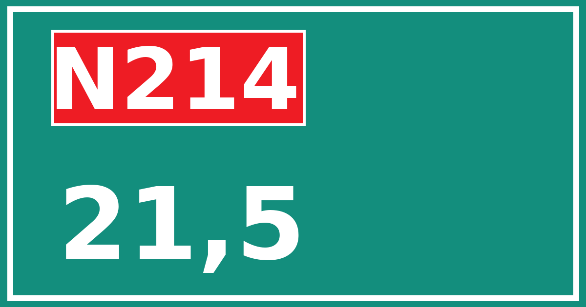Hectometerbord N214 21,5