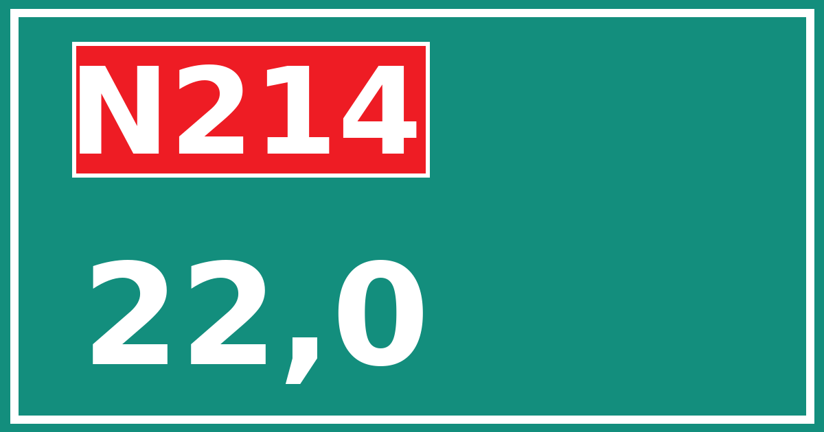 Hectometerbord N214 22,0