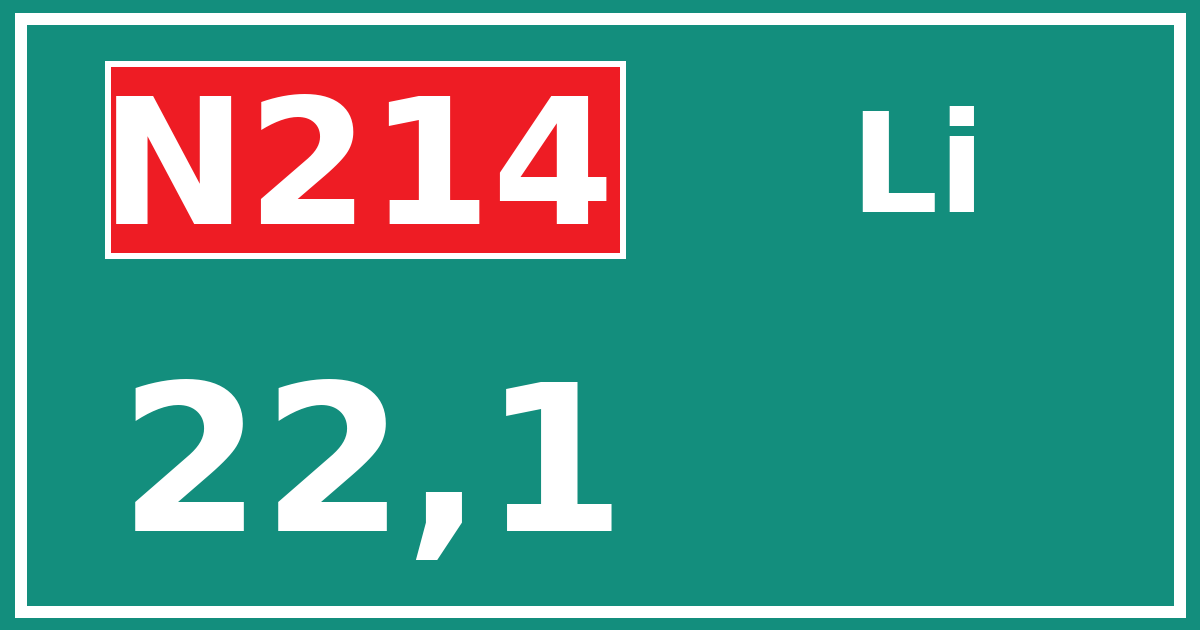 Hectometerbord N214 22,1 zijde Li
