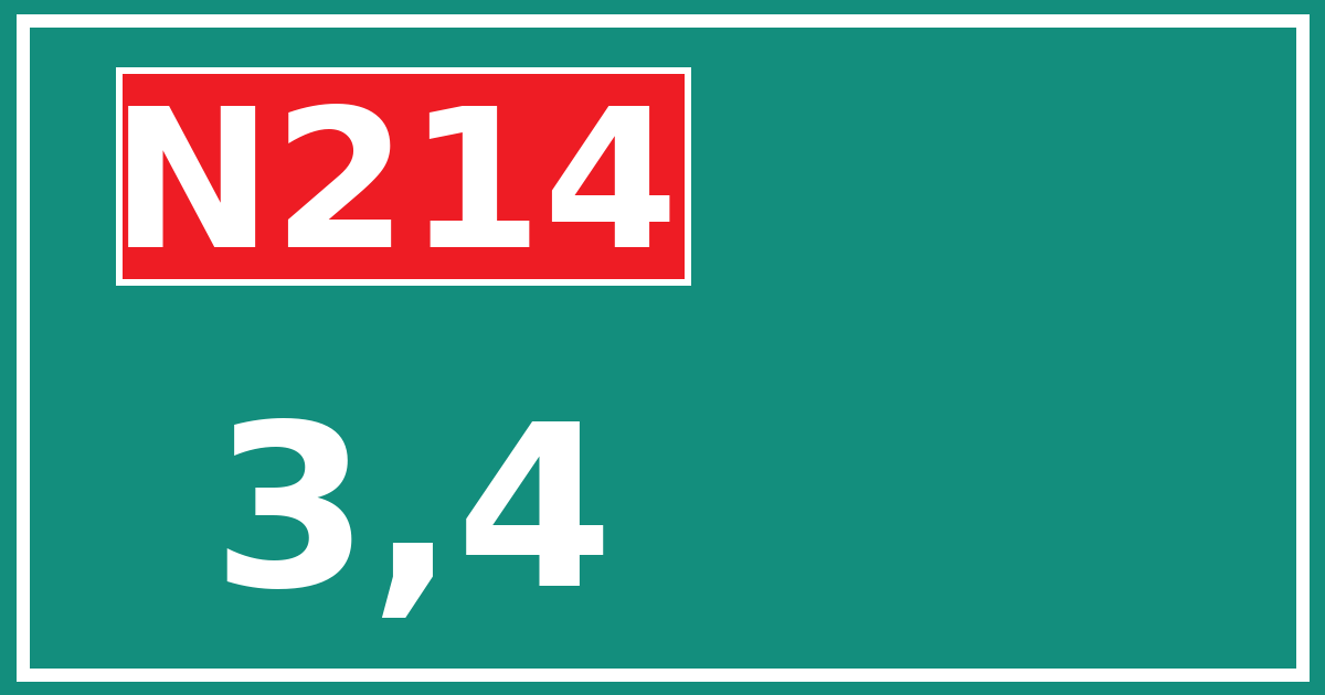 Hectometerbord N214 3,4