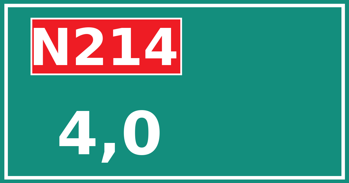 Hectometerbord N214 4,0