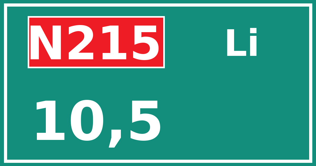 Hectometerbord N215 10,5 zijde Li