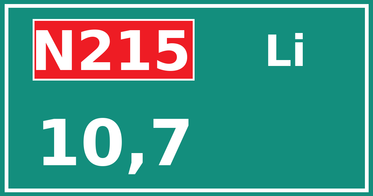 Hectometerbord N215 10,7 zijde Li