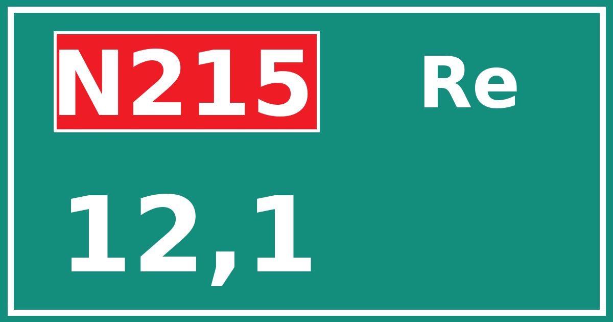 Hectometerbord N215 12,1 zijde Re