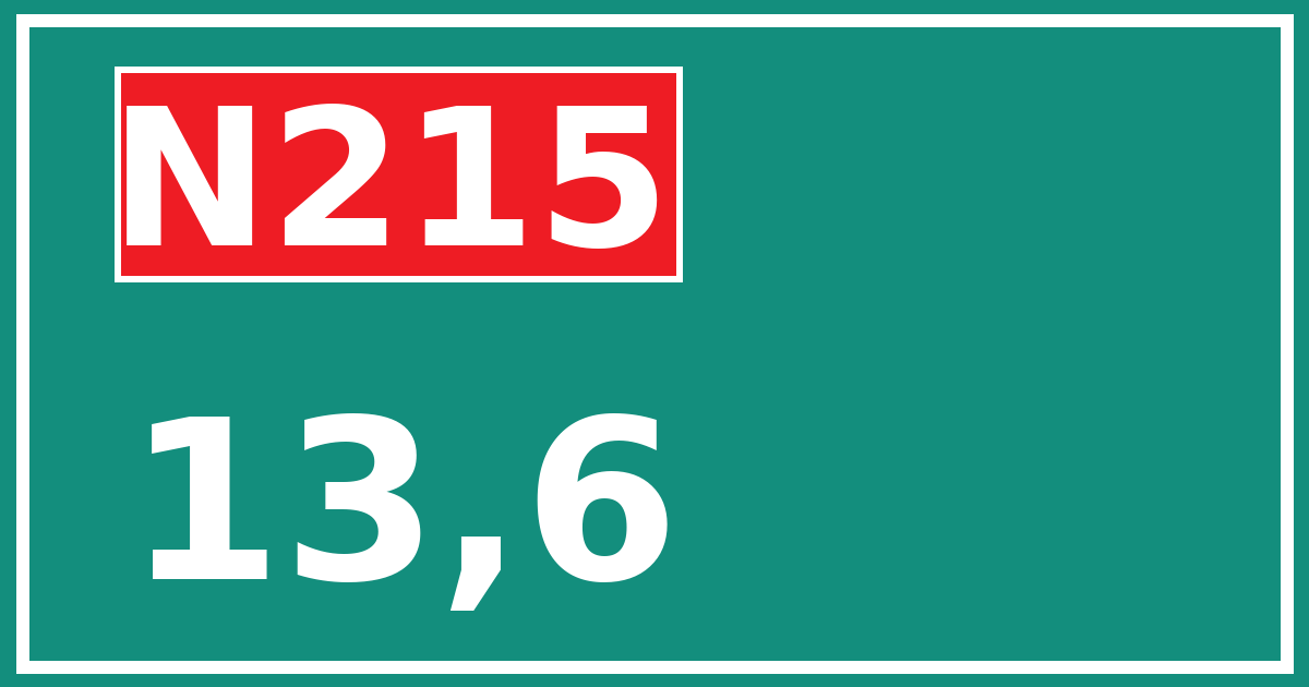 Hectometerbord N215 13,6
