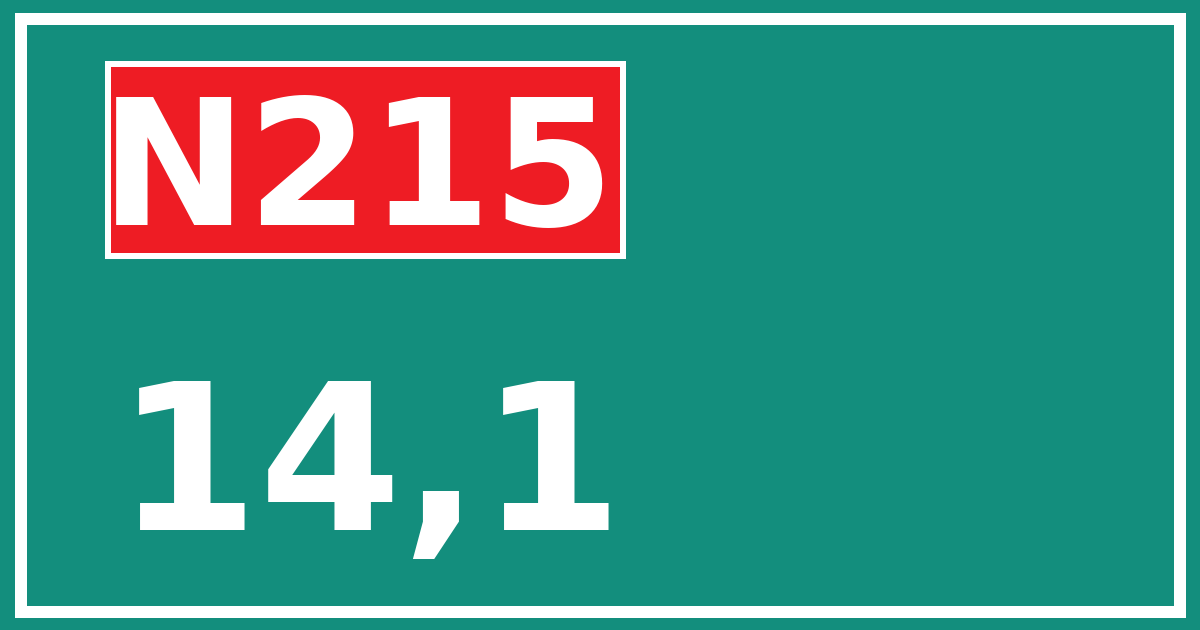 Hectometerbord N215 14,1