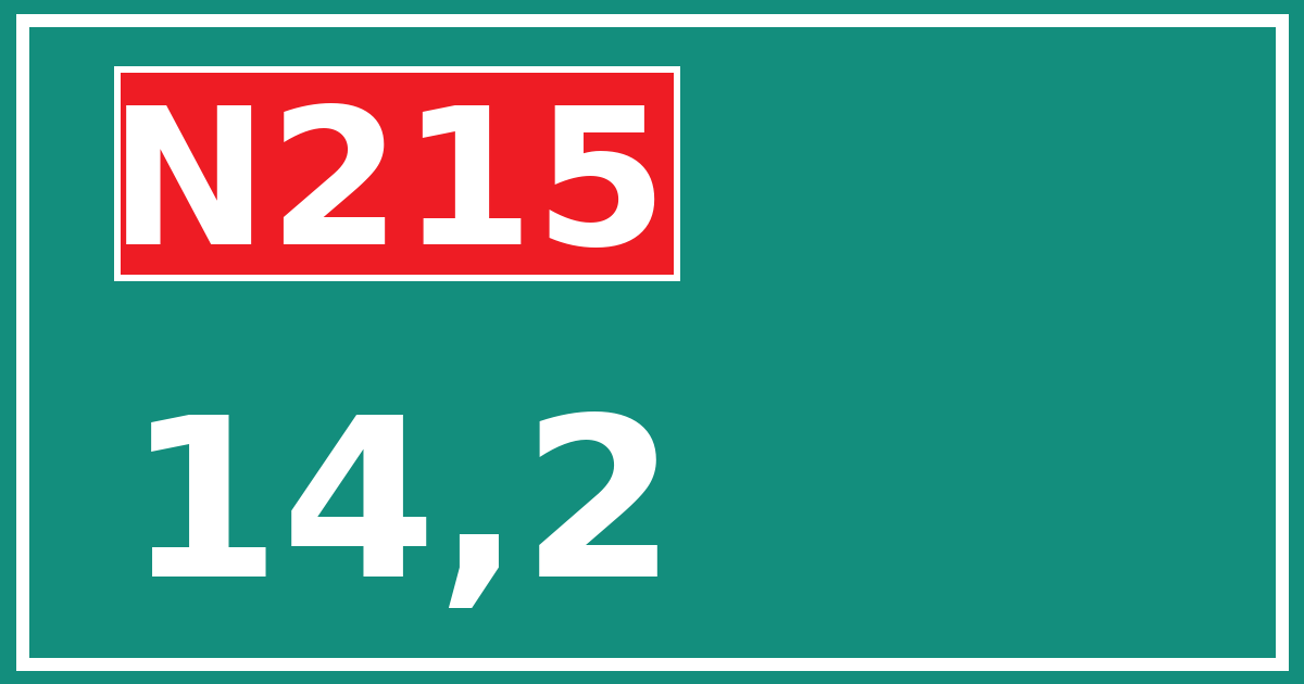 Hectometerbord N215 14,2
