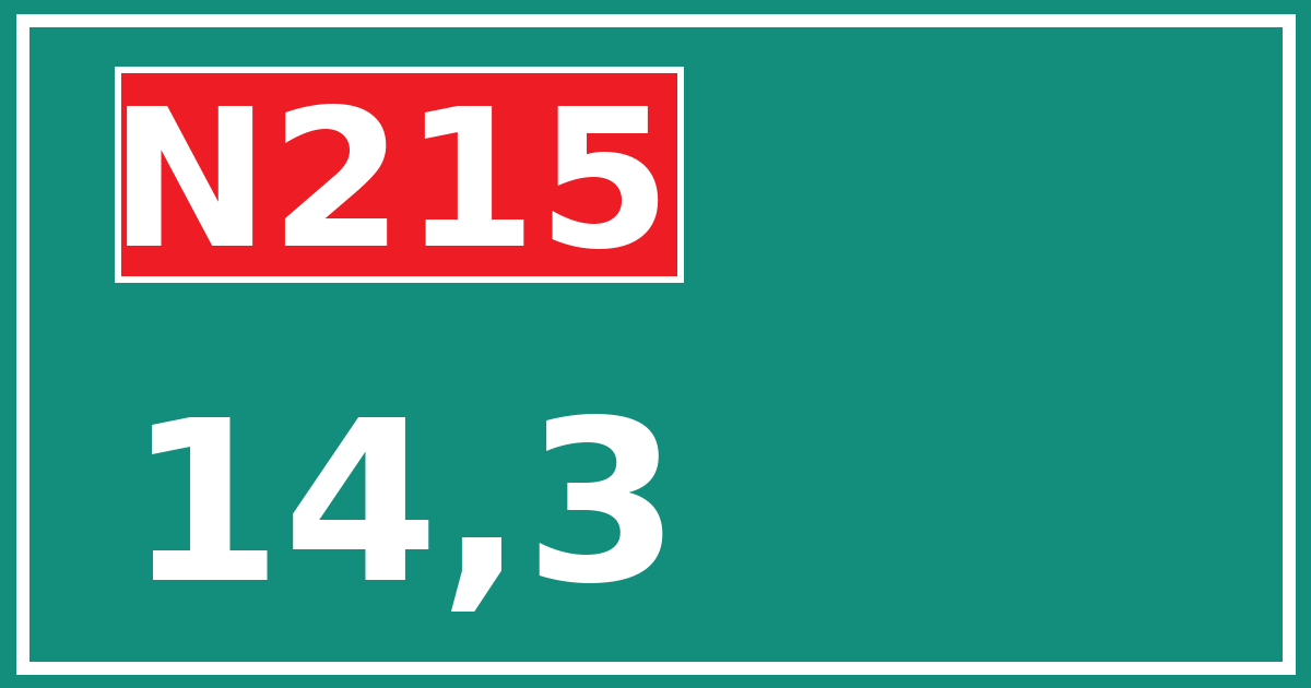 Hectometerbord N215 14,3