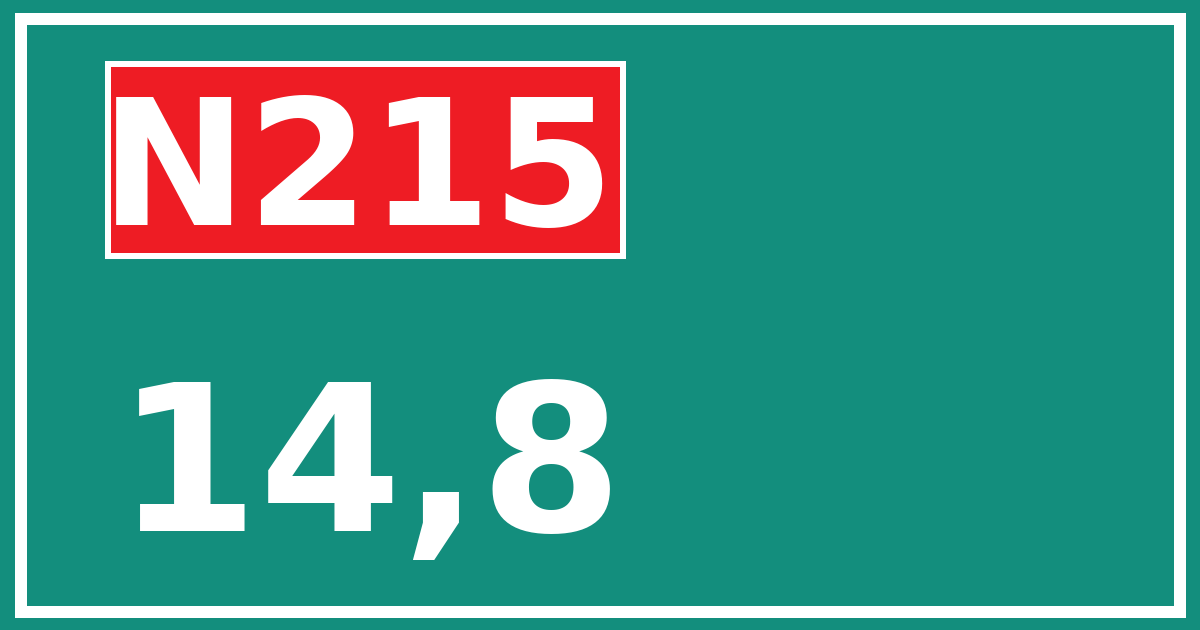 Hectometerbord N215 14,8