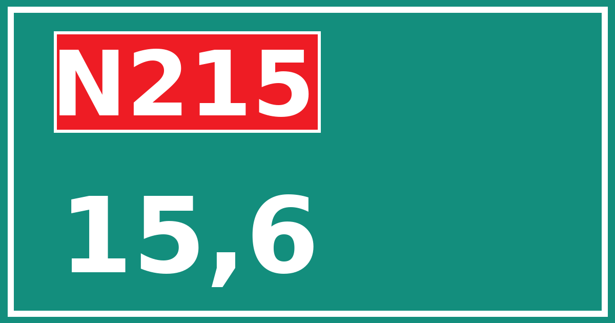 Hectometerbord N215 15,6