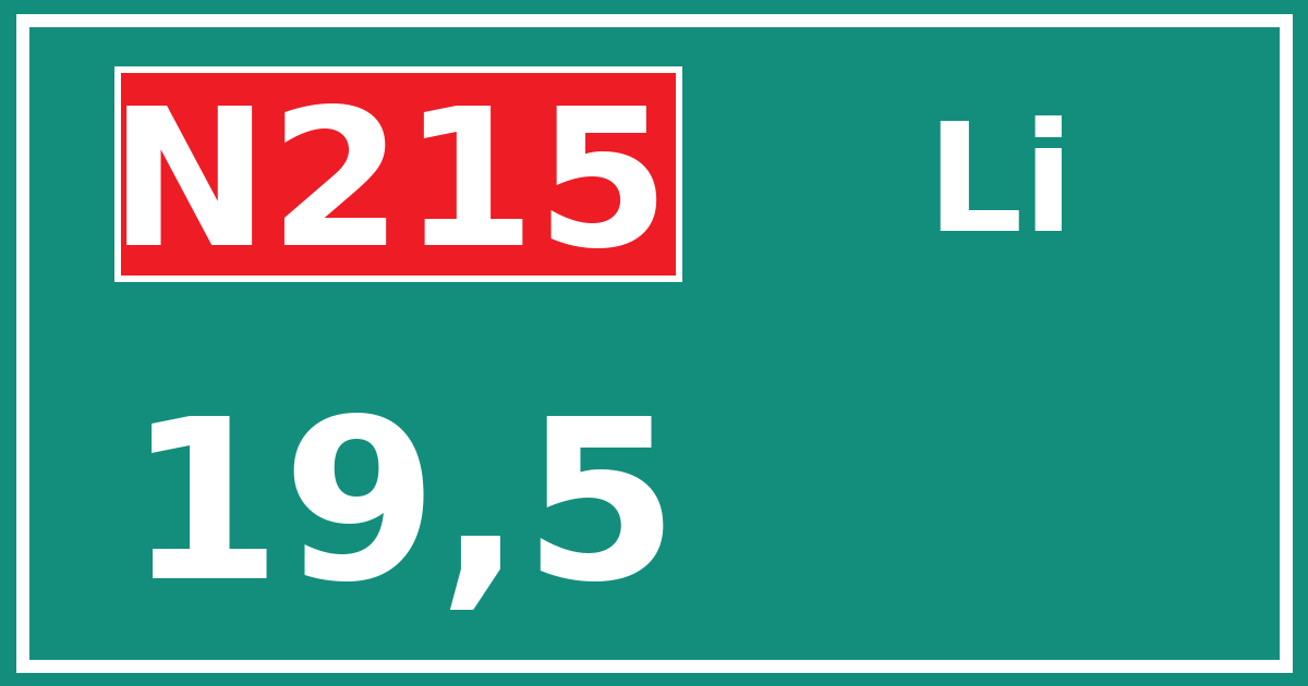 Hectometerbord N215 19,5 zijde Li
