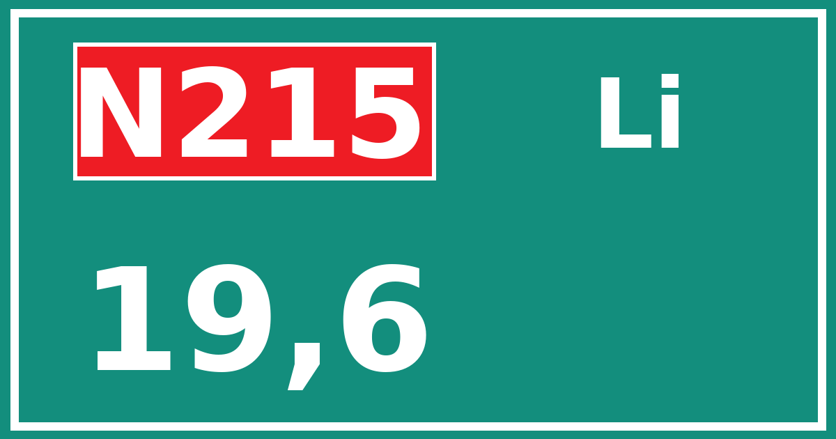 Hectometerbord N215 19,6 zijde Li