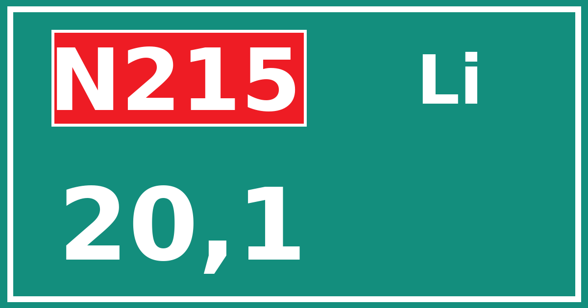 Hectometerbord N215 20,1 zijde Li