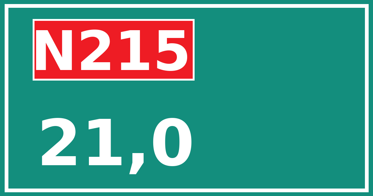 Hectometerbord N215 21,0