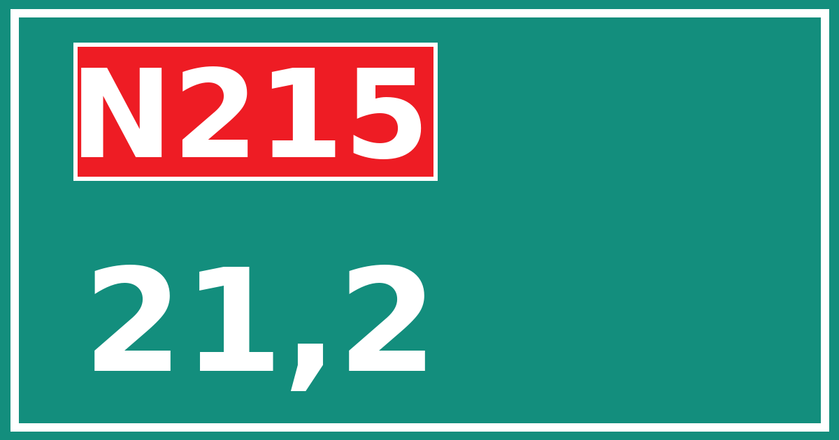 Hectometerbord N215 21,2