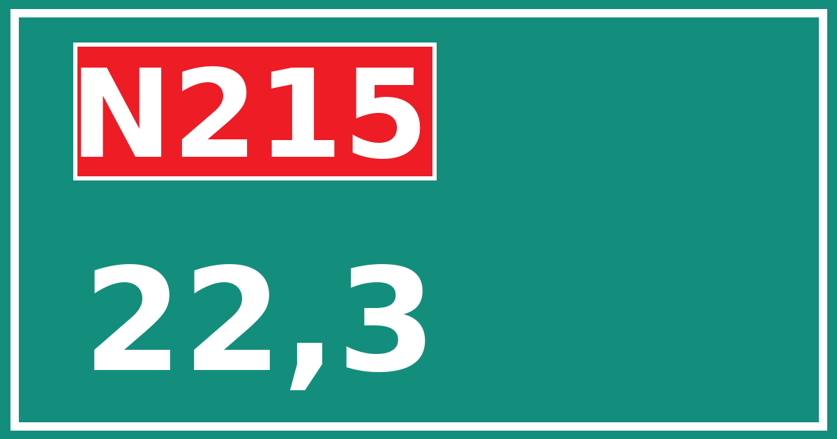 Hectometerbord N215 22,3