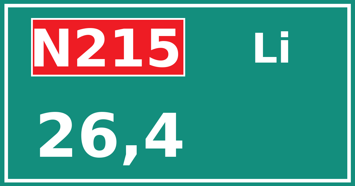 Hectometerbord N215 26,4 zijde Li