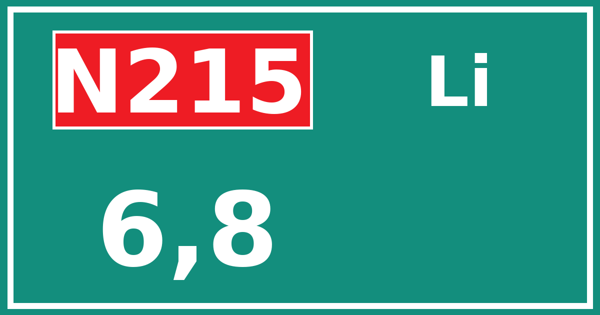Hectometerbord N215 6,8 zijde Li