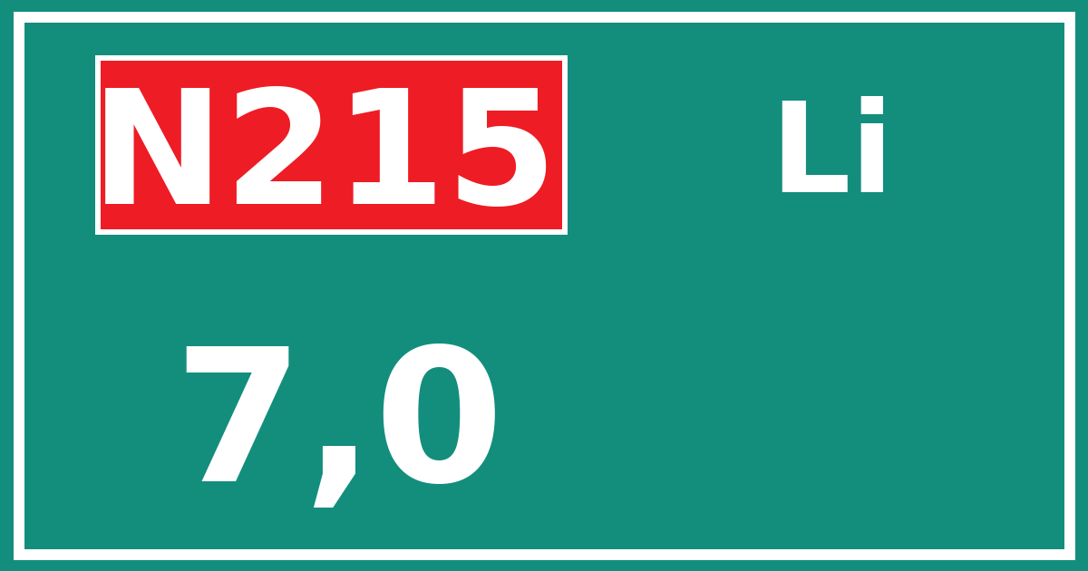 Hectometerbord N215 7,0 zijde Li