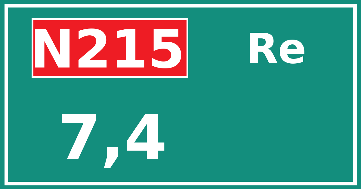 Hectometerbord N215 7,4 zijde Re
