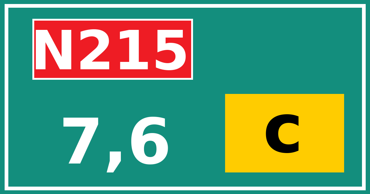 Hectometerbord N215 7,6 letter c