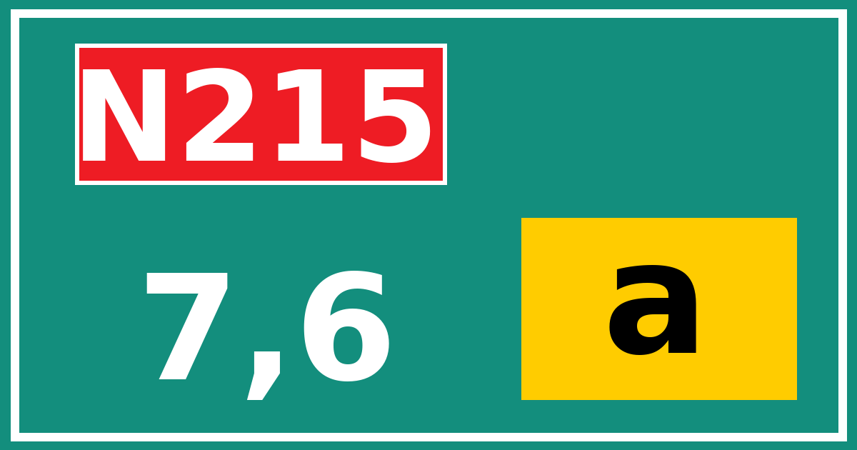 Hectometerbord N215 7,6 letter a