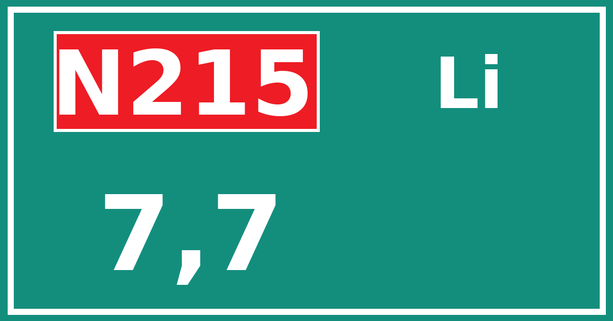 Hectometerbord N215 7,7 zijde Li