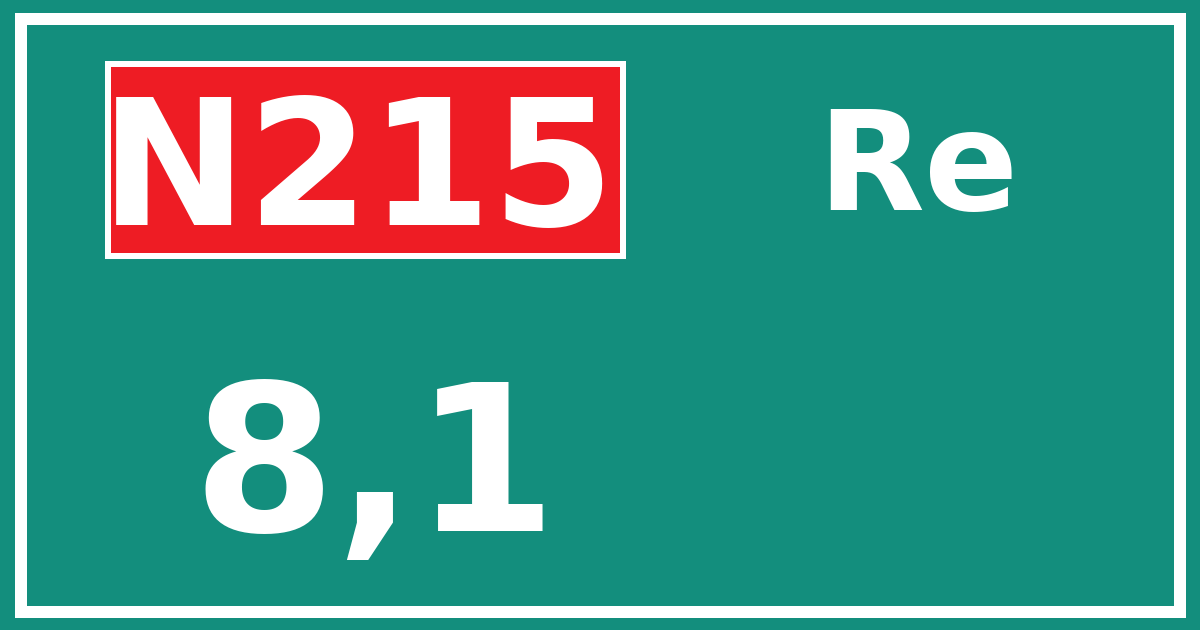 Hectometerbord N215 8,1 zijde Re