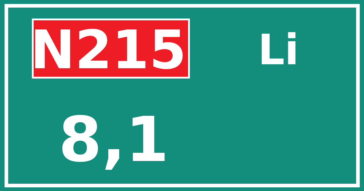 Hectometerbord N215 8,1 zijde Li