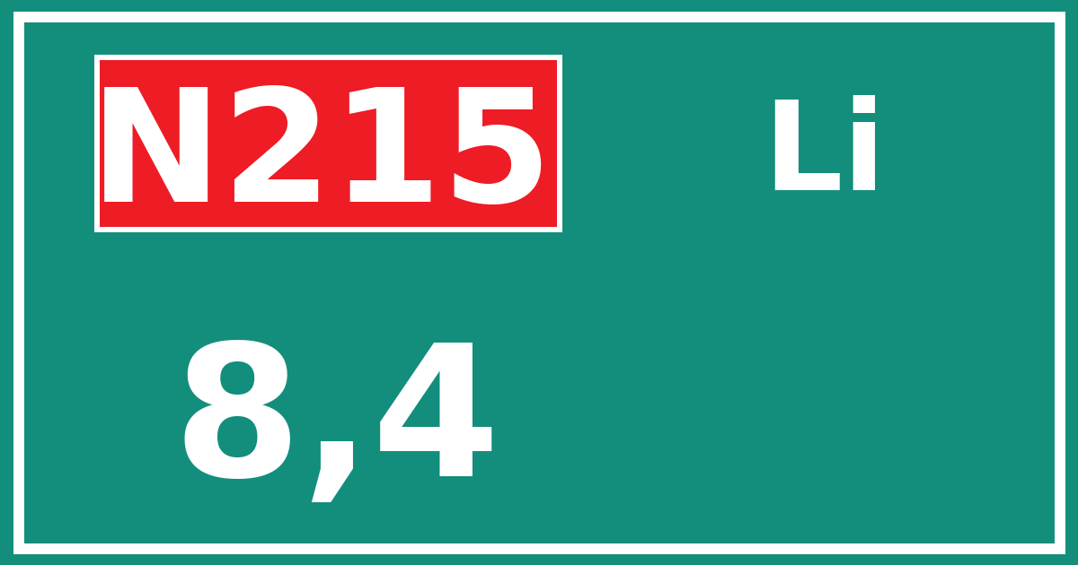 Hectometerbord N215 8,4 zijde Li