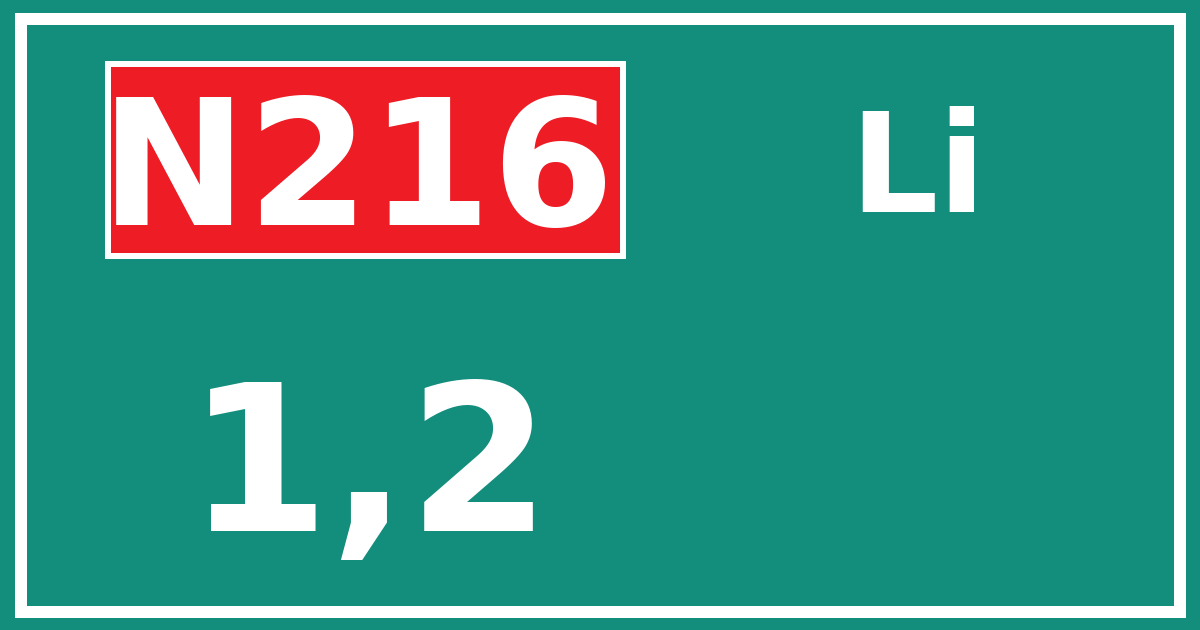 Hectometerbord N216 1,2 zijde Li