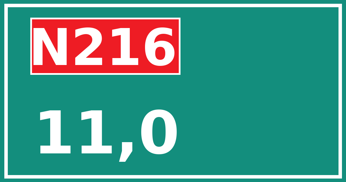 Hectometerbord N216 11,0
