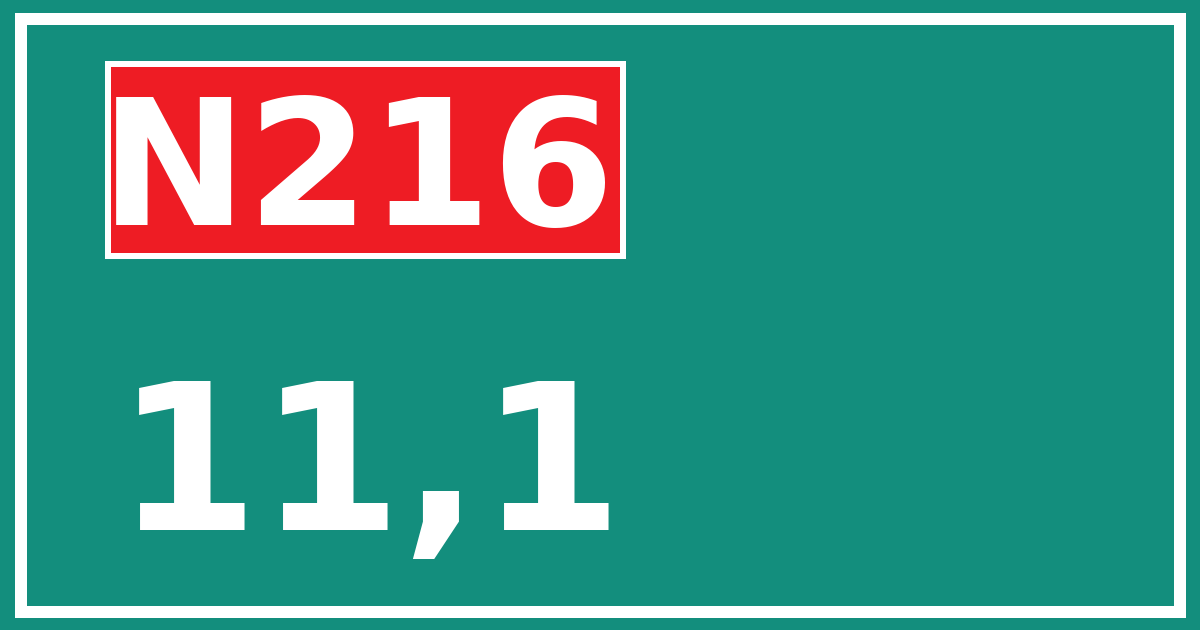 Hectometerbord N216 11,1