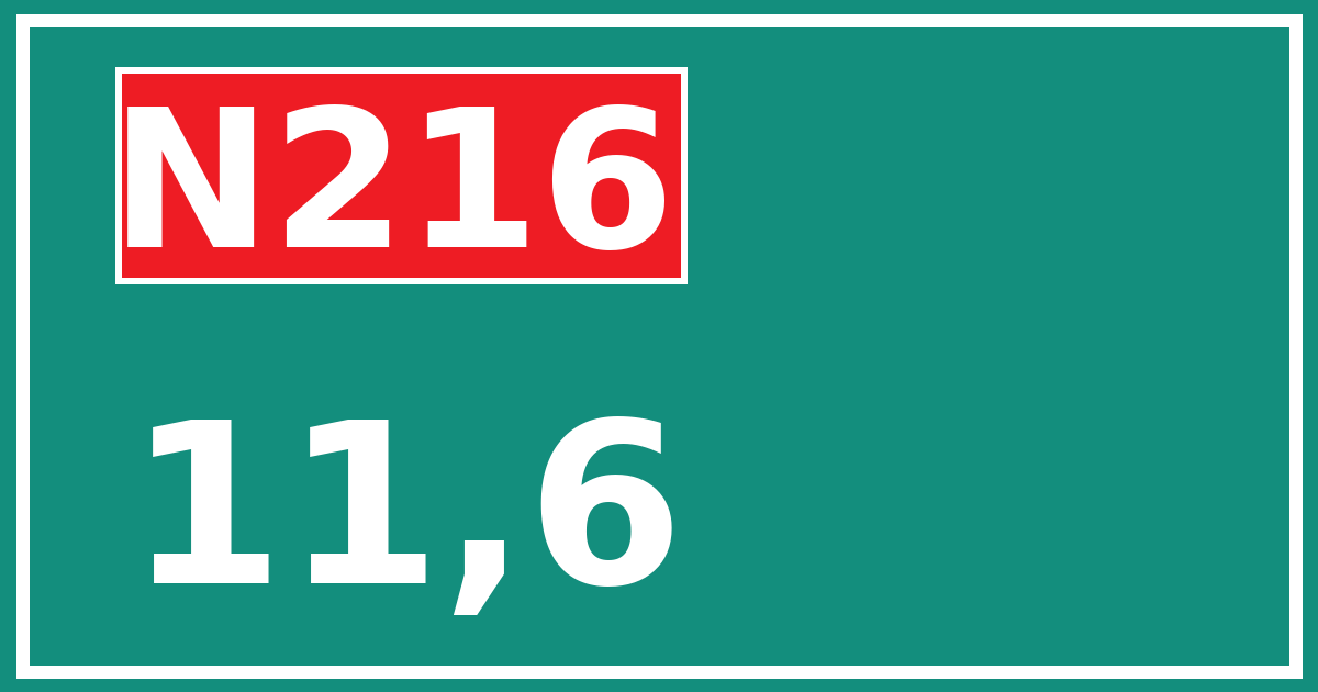 Hectometerbord N216 11,6
