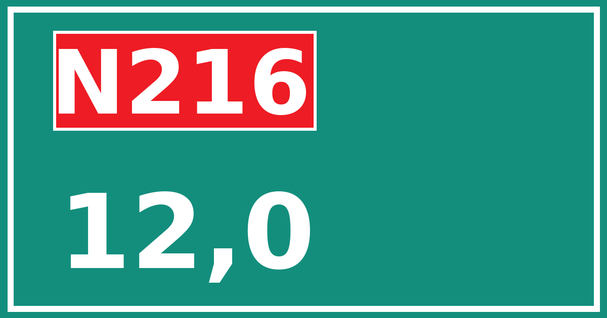 Hectometerbord N216 12,0