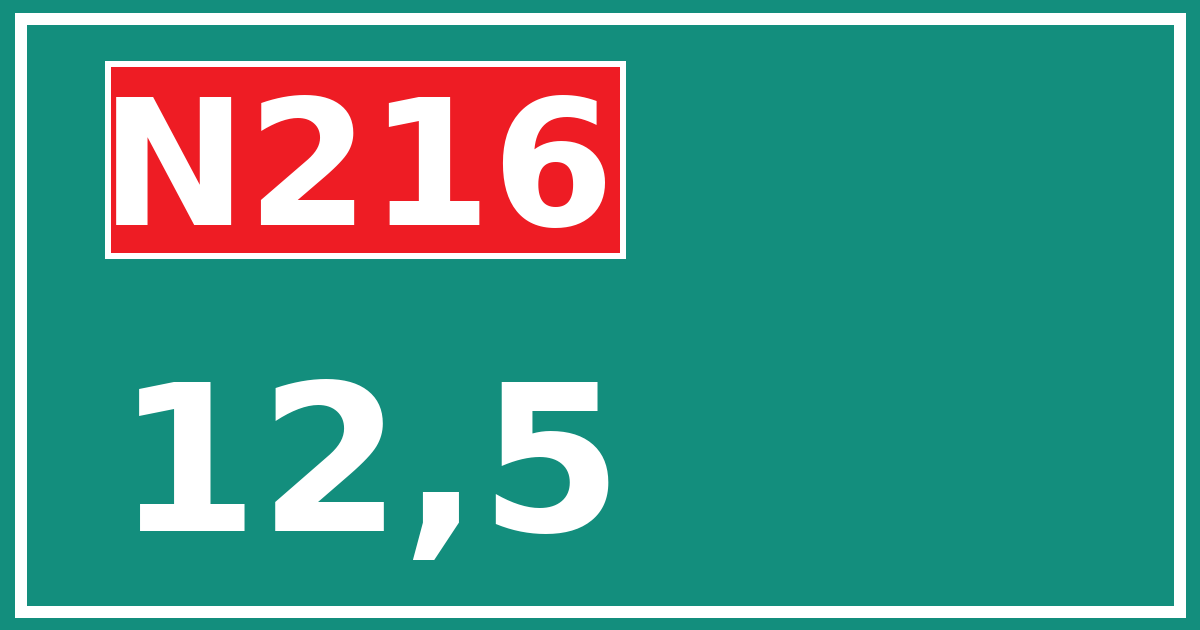 Hectometerbord N216 12,5