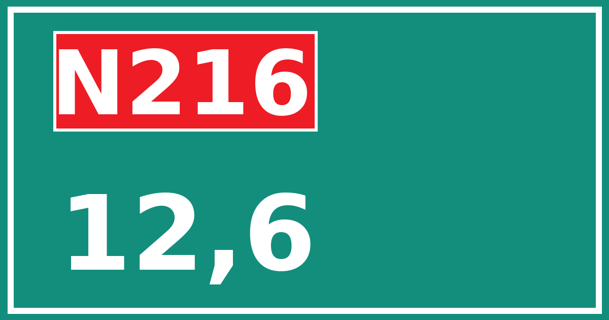 Hectometerbord N216 12,6