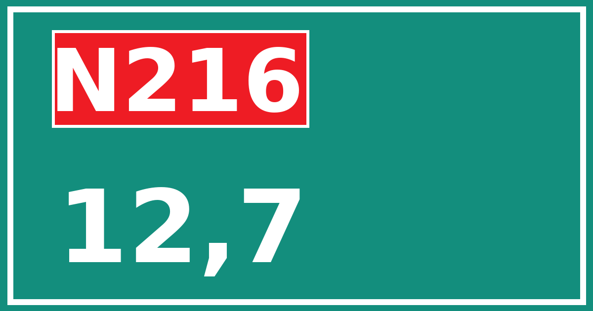 Hectometerbord N216 12,7