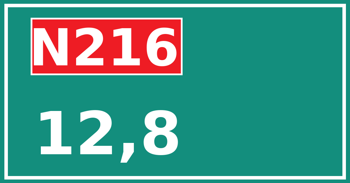 Hectometerbord N216 12,8