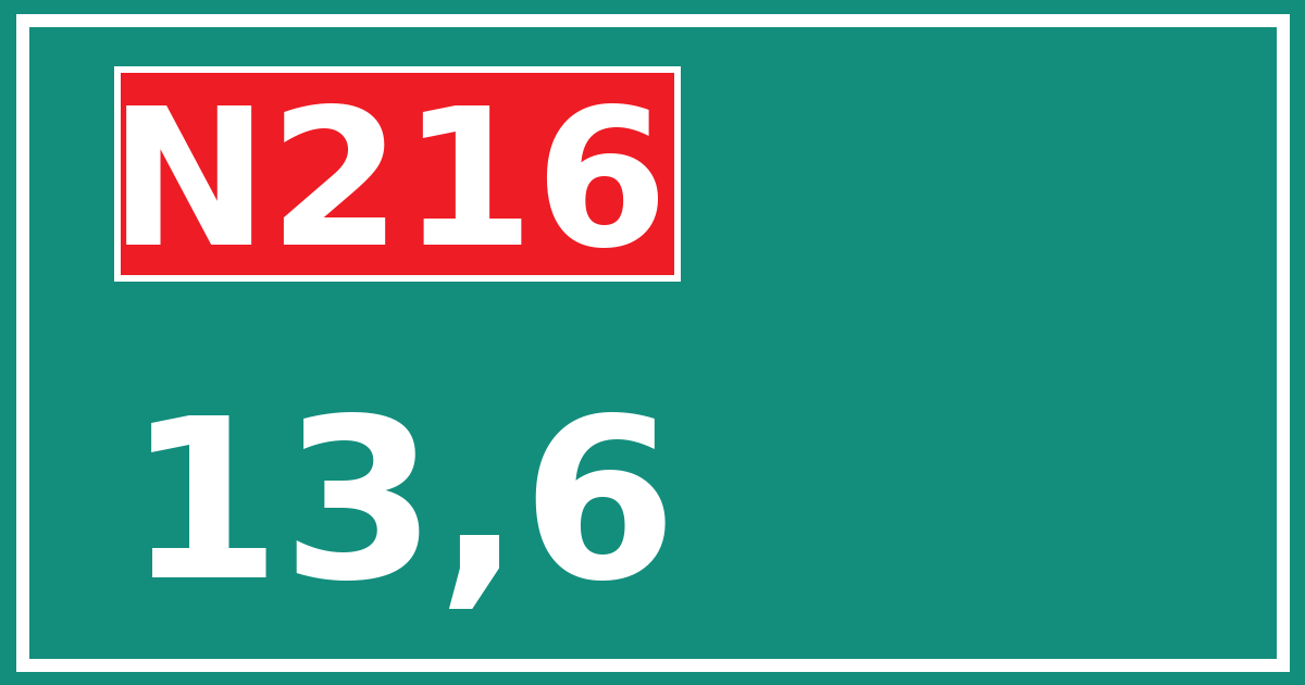 Hectometerbord N216 13,6