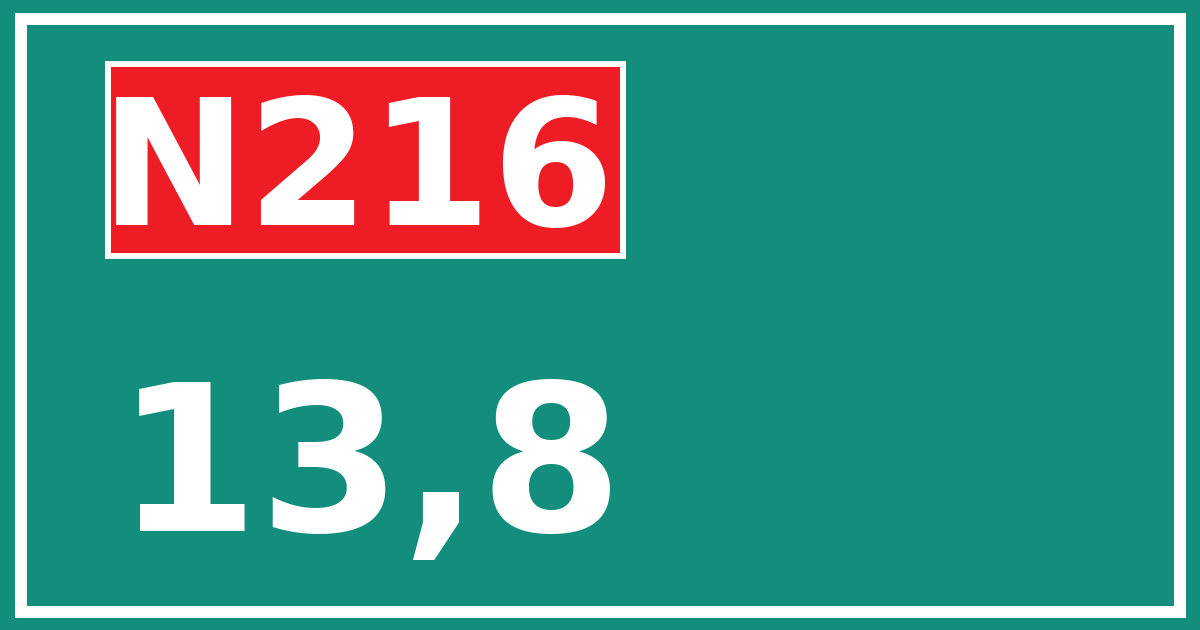 Hectometerbord N216 13,8