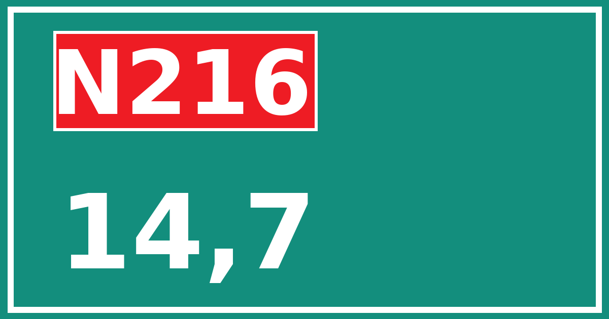 Hectometerbord N216 14,7
