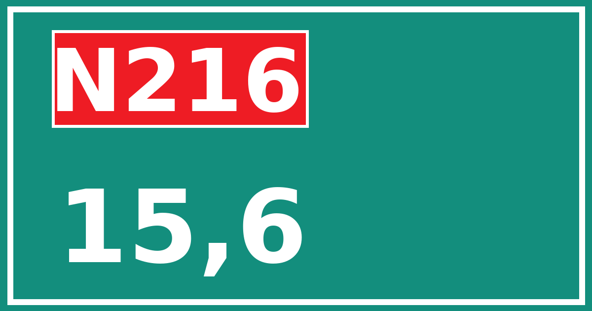 Hectometerbord N216 15,6