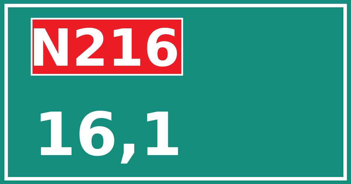 Hectometerbord N216 16,1