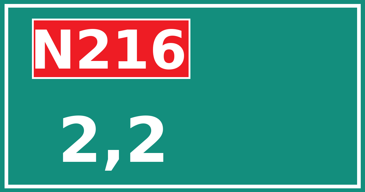 Hectometerbord N216 2,2